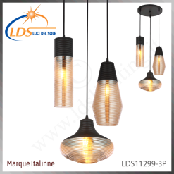 Suspension décorative 1 lampe – 3× douille E27 – en verre – Luci Del Sole