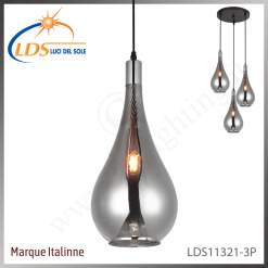 Suspension décorative 3 lampes – 3× douille E27 – en verre – Luci Del Sole