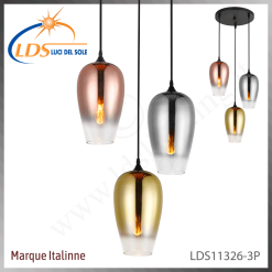 Suspension décorative 3 lampes – 3× douille E27 – en verre