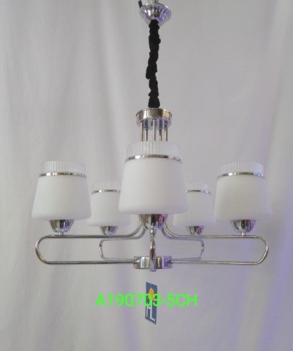 Suspension décorative 5 lampes – 5× douille E27 – finition chromé