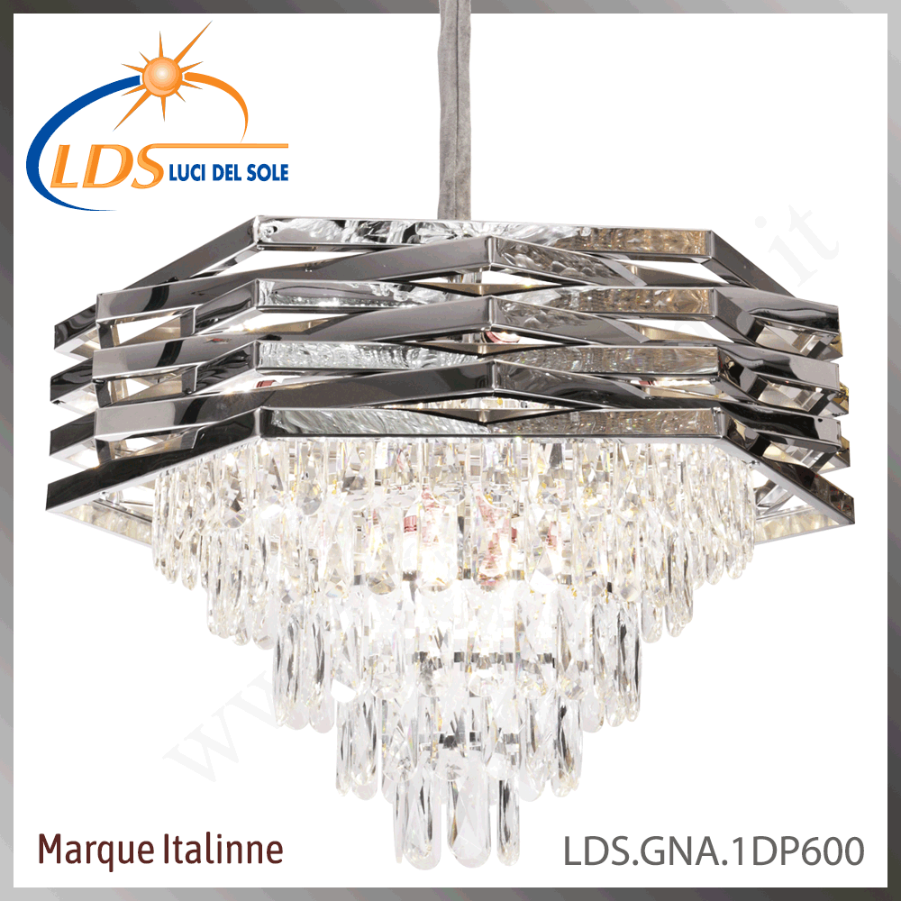 Suspension décorative en cristal – 10× douille E14 (petit culot) – finition chromé