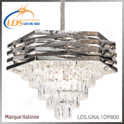 Suspension décorative en cristal – 15× douille E14 (petit culot) – finition chromé