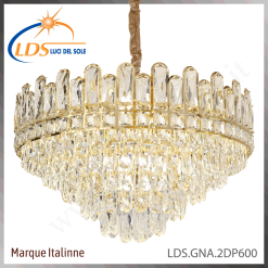 Suspension décorative en cristal – 10× douille E14 (petit culot) – finition or