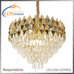 Suspension décorative en cristal – 15× douille E14 (petit culot) – finition or