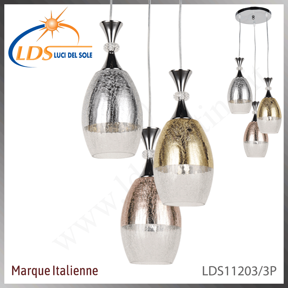 Suspension décorative 1 lampe – 1× douille E27 – en verre