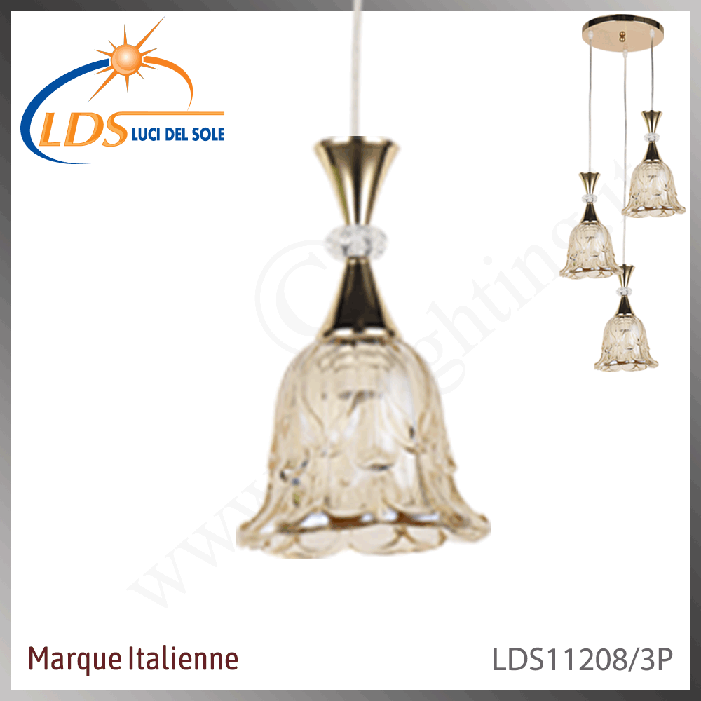 Suspension décorative 3 lampes – 3× douille E27 – finition or