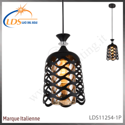 Suspension décorative 1 lampe – 1× douille E27 – finition noir
