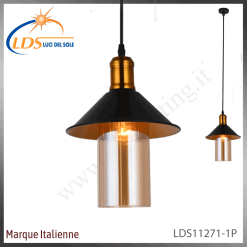 Suspension décorative 1 lampe – 1× douille E27 – en verre – finition noir