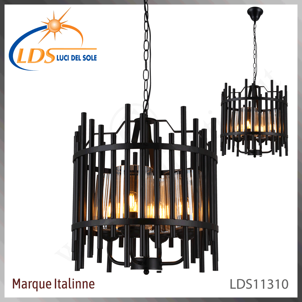 Suspension décorative 1 lampe – 4× douille E27 – en verre – Luci Del Sole