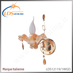 Applique murale (ampoule) – 1× douille E14 (petit culot) – en verre – finition or