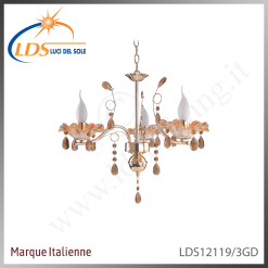 Suspension décorative 3 lampes – 3× douille E14 (petit culot) – en verre – finition or