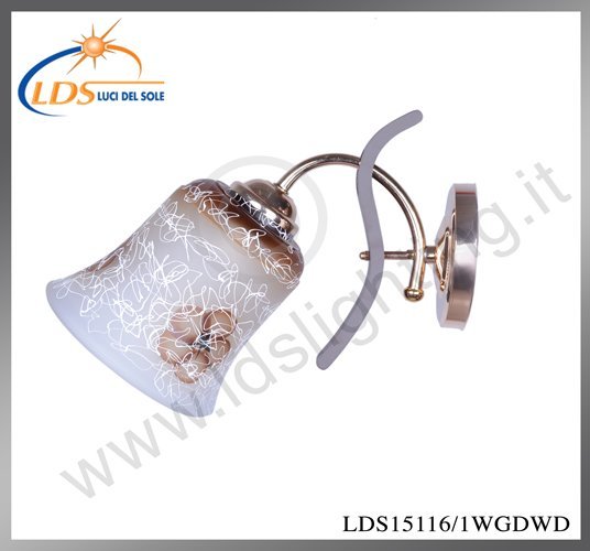 Applique murale (ampoule) – 1× douille E27 – en verre – finition or