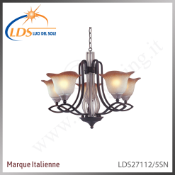 Suspension décorative 5 lampes – 5× douille E27 – finition nickel satiné