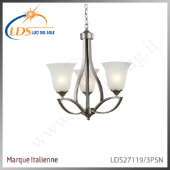 Suspension décorative 3 lampes – 3× douille E27 – en verre – finition nickel satiné