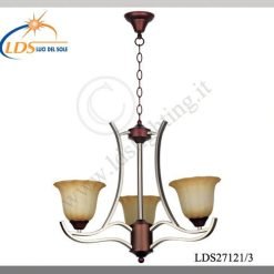 Suspension décorative 3 lampes – 3× douille E27 – en verre – finition nickel satiné