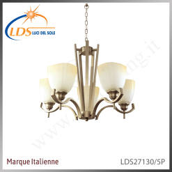 Suspension décorative 5 lampes – 5× douille E27 – en verre – finition blanc