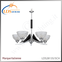 Suspension décorative 5 lampes – 5× douille E14 (petit culot) – en verre – finition noir