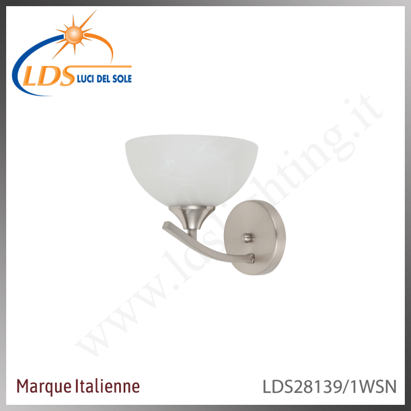 Applique murale (ampoule) – 1× douille E27 – en verre – finition nickel satiné – Luci Del Sole