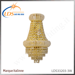 Applique murale en cristal – 4× douille E14 (petit culot) – finition or