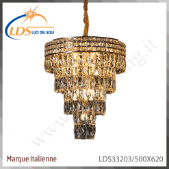 Suspension décorative en cristal – 16× douille E14 (petit culot) – finition or