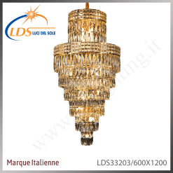 Suspension décorative en cristal – 32× douille E14 (petit culot) – finition or