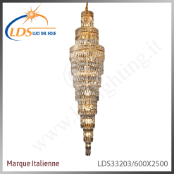 Suspension décorative en cristal – 53× douille E14 (petit culot) – finition or