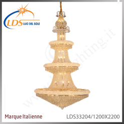 Suspension décorative en cristal – 70× douille E14 (petit culot) – finition or