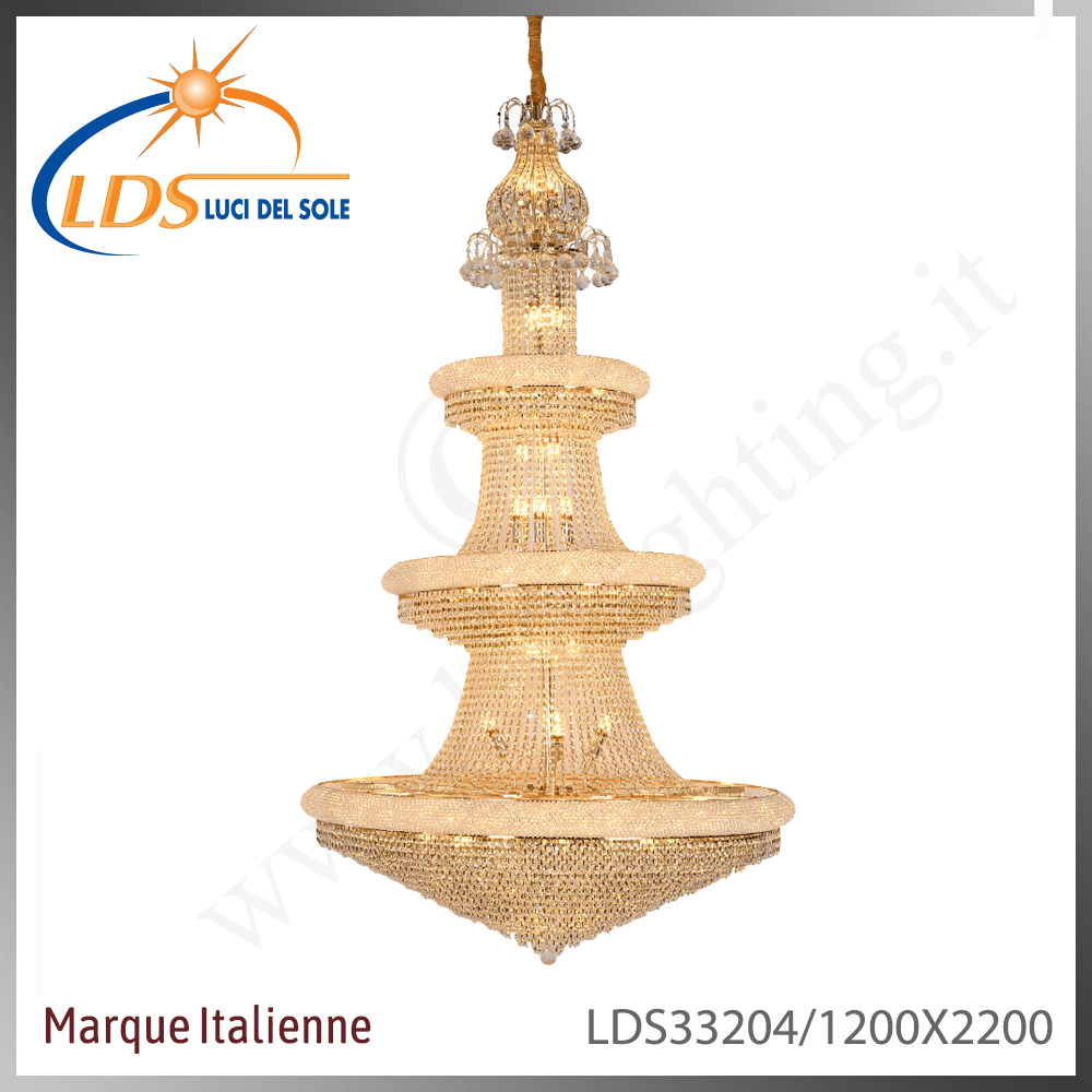 Suspension décorative en cristal – 70× douille E14 (petit culot) – finition or