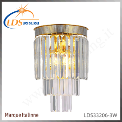 Applique murale en cristal – 3× douille E14 (petit culot) – finition or