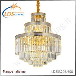 Suspension décorative en cristal – 18× douille E14 (petit culot) – finition or