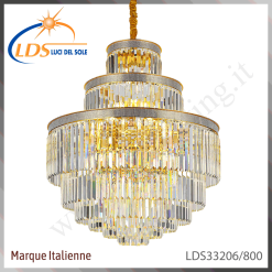 Suspension décorative en cristal – 26× douille E14 (petit culot) – finition or