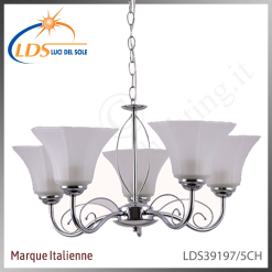 Suspension décorative 5 lampes – 5× douille E27 – en verre – finition chromé