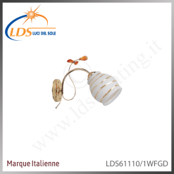 Applique murale (ampoule) – 1× douille E27 – en verre – finition or