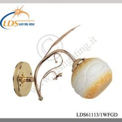 Applique murale (ampoule) – 1× douille E27 – en verre – finition or