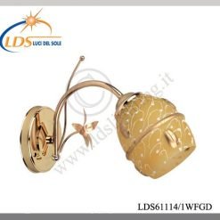 Applique murale (ampoule) – 1× douille E27 – en verre – finition or