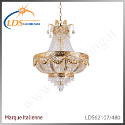Suspension décorative en cristal – 7× douille E14 (petit culot) – finition or