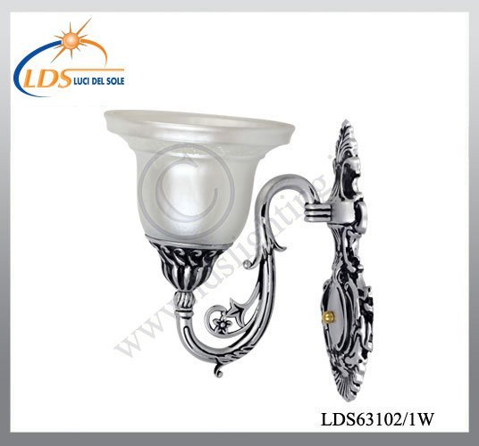 Applique murale (ampoule) – 1× douille E27 – en verre – finition noir