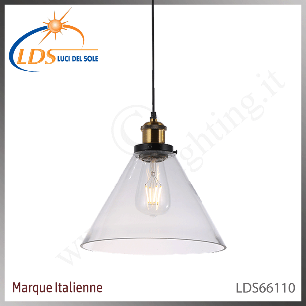 Suspension décorative 1 lampe – 1× douille E27 – en verre – finition noir
