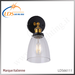 Applique murale (ampoule) – 1× douille E27 – en verre – finition noir