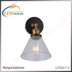 Applique murale (ampoule) – 1× douille E27 – en verre – finition noir