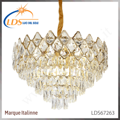 Suspension décorative en cristal – 10× douille E14 (petit culot) – finition or