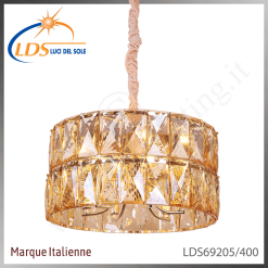 Suspension décorative en cristal – 8× douille E14 (petit culot) – Cristal K9 – finition or