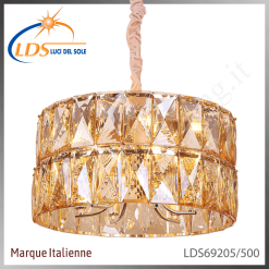 Suspension décorative en cristal – 12× douille E14 (petit culot) – Cristal K9 – finition or