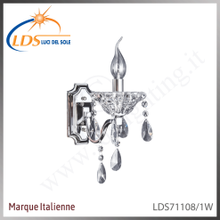 Applique murale en cristal – 1× douille E14 (petit culot) – finition chromé