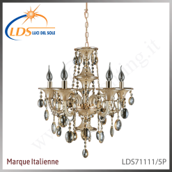 Suspension décorative en cristal – 5× douille E14 (petit culot) – finition or