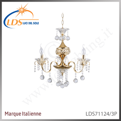 Suspension décorative en cristal – 3× douille E14 (petit culot) – finition or