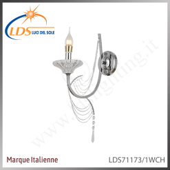 Applique murale en cristal – 1× douille E14 (petit culot) – finition chromé