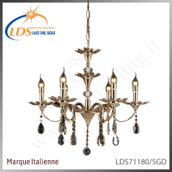 Suspension décorative en cristal – 5× douille E14 (petit culot) – finition or