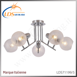 Suspension décorative 5 lampes – 5× douille E14 (petit culot) – finition chromé