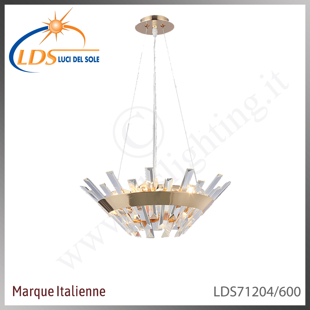 Suspension décorative en cristal – 6× douille E14 (petit culot)